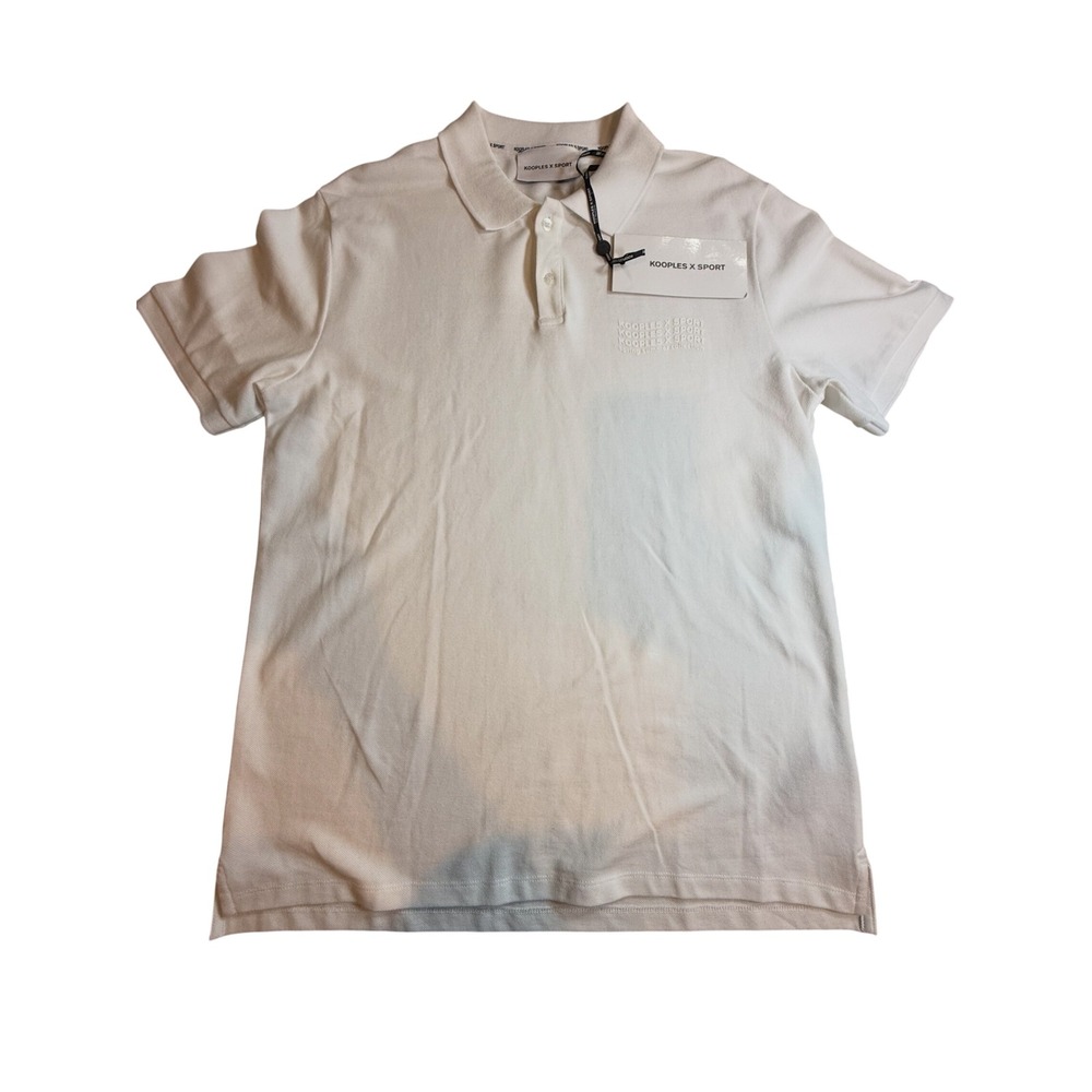 The Kooples X Sport Mens White Pique Polo Shirt SS21 Collection Size L NWT